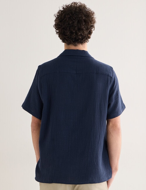 Tarnish Cuba Slub Double Layer Shirt, Navy product photo View 02 L