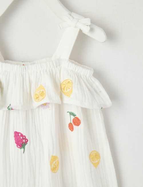 Teeny Weeny Fruit Cheese Cloth Romper, White product photo View 02 L