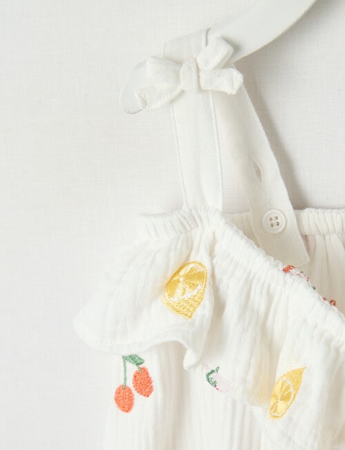Teeny Weeny Fruit Cheese Cloth Romper, White product photo View 03 L