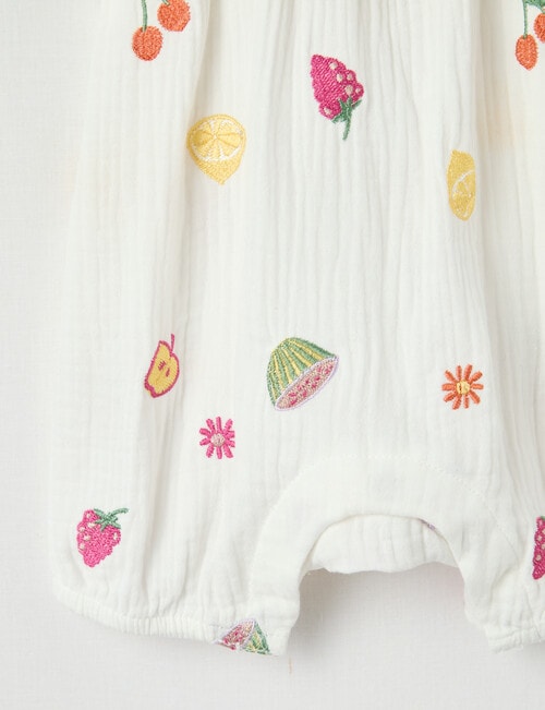 Teeny Weeny Fruit Cheese Cloth Romper, White product photo View 04 L