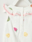 Teeny Weeny Fruit Cheese Cloth Romper with Frill Collar, White product photo View 02 S