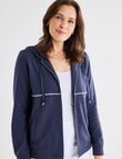 Ella J Lightweight Zip Hoodie, Navy product photo