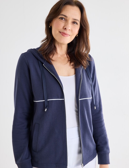 Ella J Lightweight Zip Hoodie, Navy product photo