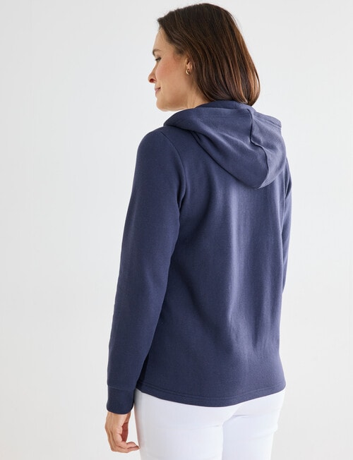 Ella J Lightweight Zip Hoodie, Navy product photo View 02 L