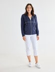 Ella J Lightweight Zip Hoodie, Navy product photo View 03 S