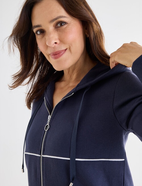 Ella J Lightweight Zip Hoodie, Navy product photo View 06 L