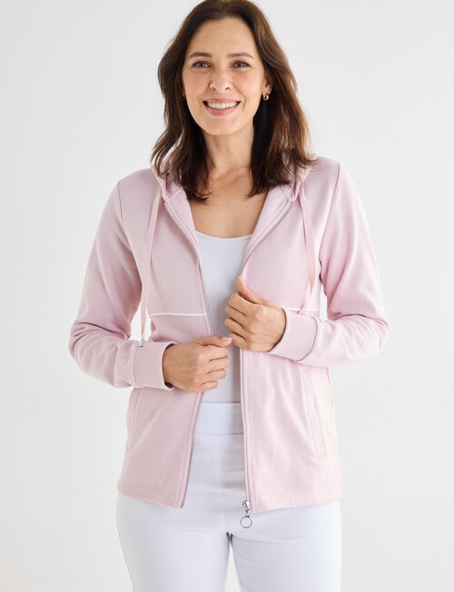 Ella J Lightweight Zip Hoodie, Pale Pink product photo View 04 L