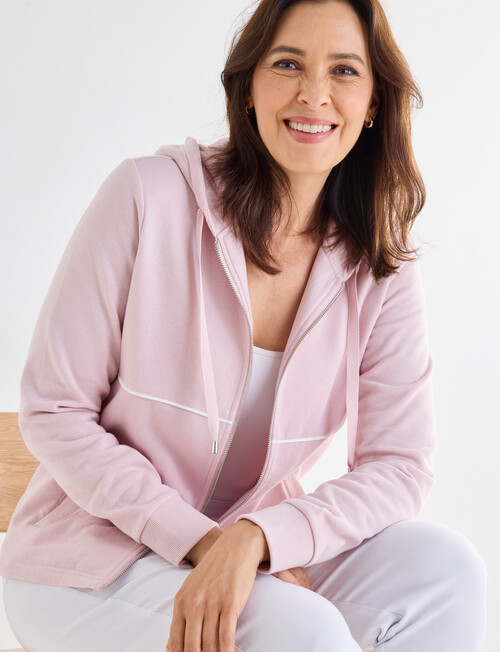 Ella J Lightweight Zip Hoodie, Pale Pink product photo View 08 L