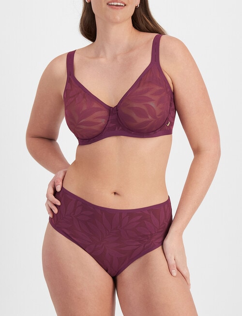 Berlei Because Mindful Mesh Minimiser Bra, Blackcurrant, D-G product photo View 04 L