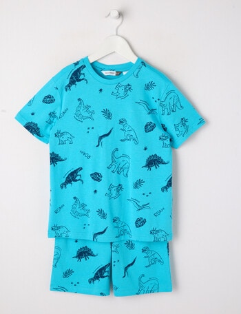 Sleep Mode Dino Short PJ Set, Aqua, 2-8 product photo