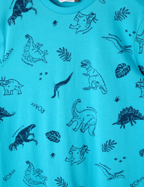 Sleep Mode Dino Short PJ Set, Aqua, 2-8 product photo View 02 L
