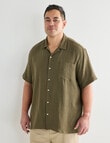 Tarnish King Size Cuba Slub Double Layer Shirt, Khaki product photo