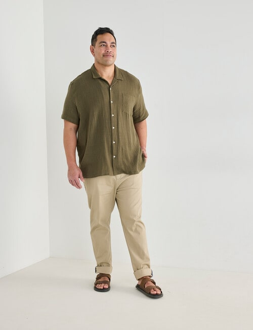 Tarnish King Size Cuba Slub Double Layer Shirt, Khaki product photo View 03 L