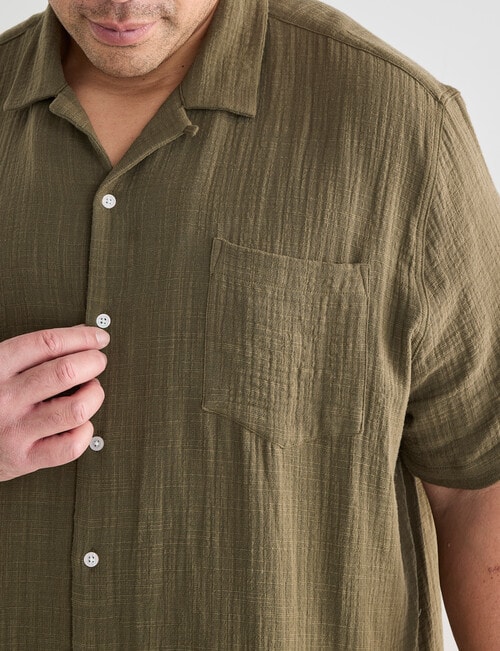 Tarnish King Size Cuba Slub Double Layer Shirt, Khaki product photo View 04 L