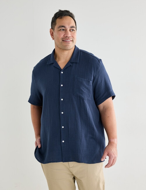 Tarnish King Size Cuba Slub Double Layer Shirt, Navy product photo View 05 L