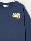 Mac & Ellie Good Vibes Crew Sweatshirt, Indigo product photo View 03 S