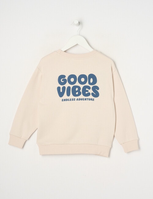 Mac & Ellie Good Vibes Crew Sweatshirt, Putty product photo View 02 L
