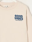 Mac & Ellie Good Vibes Crew Sweatshirt, Putty product photo View 03 S