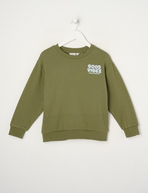 Mac & Ellie Good Vibes Sweatshirt Crew, Khaki product photo