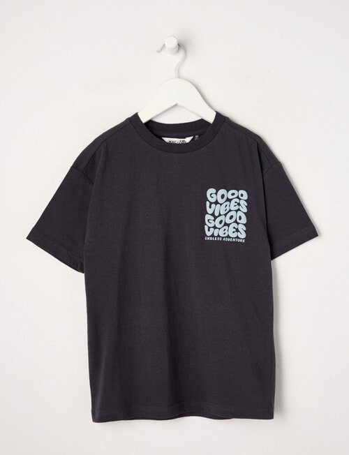 Mac & Ellie Good Vibes Short Sleeve Box Tee, Coal product photo