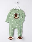 Teeny Weeny Angus Stretch Cotton Sleepsuit, Green product photo