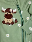Teeny Weeny Angus Stretch Cotton Sleepsuit, Green product photo View 02 S
