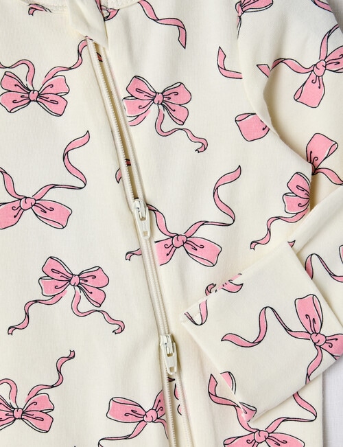 Teeny Weeny Bows Stretch Cotton Sleepsuit, Vanilla product photo View 02 L
