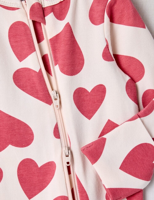 Teeny Weeny Hearts Stretch Cotton Sleepsuit, Pink product photo View 02 L