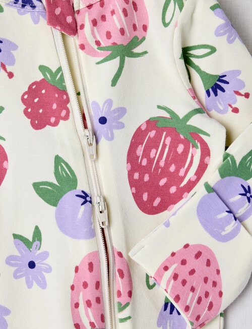Teeny Weeny Berries Stretch Cotton Sleepsuit, Vanilla product photo View 02 L