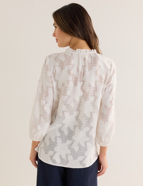Whistle Ruffle Jacquard Blouse, Ivory product photo View 02 L