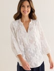Whistle Ruffle Jacquard Blouse, Ivory product photo View 04 S