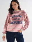 Denim Republic Heritage Sweatshirt , Red & Ecru Stripe product photo