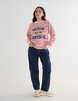 Denim Republic Heritage Sweatshirt , Red & Ecru Stripe product photo View 03 S