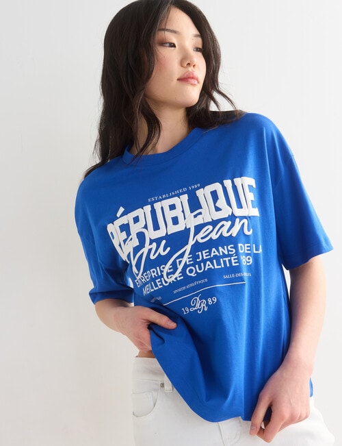 Denim Republic Slogan Tee, Cobalt product photo