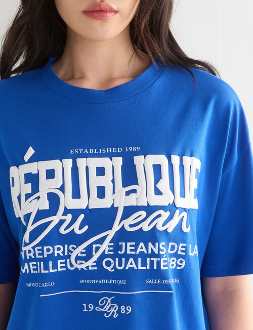 Denim Republic Slogan Tee, Cobalt product photo View 04 L
