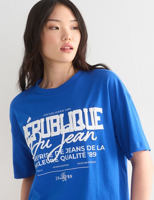Denim Republic Slogan Tee, Cobalt product photo View 05 L