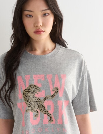 Denim Republic New York Tee, Grey Marle product photo