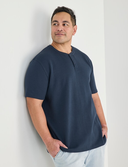 Gasoline King Size Sonar Waffle Henley T-Shirt, Slate product photo
