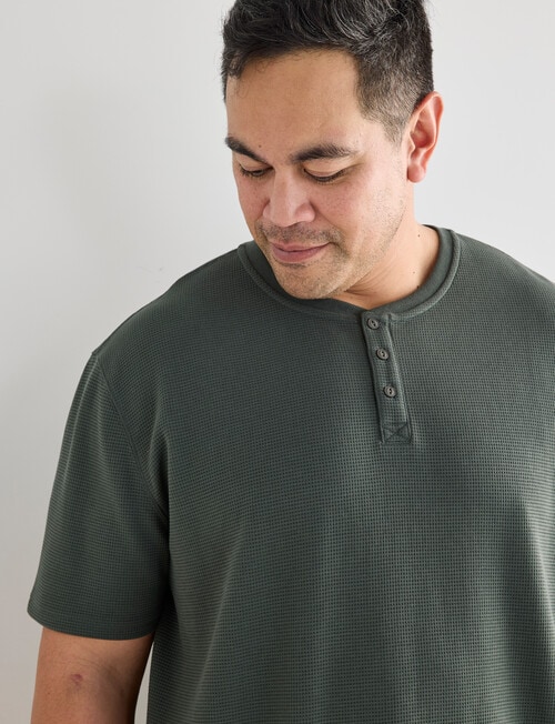 Gasoline Sonar Waffle Henley T-Shirt, Khaki product photo