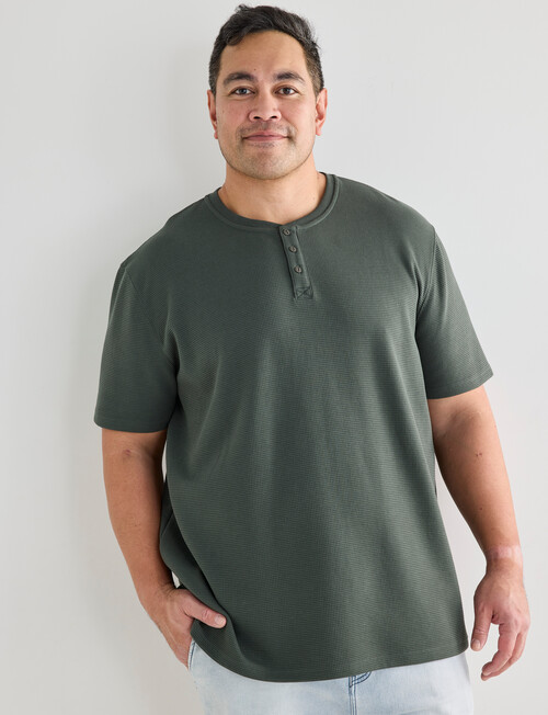 Gasoline Sonar Waffle Henley T-Shirt, Khaki product photo View 04 L