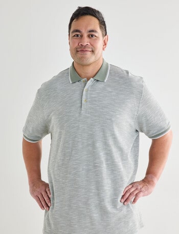 Chisel King Size Tipped Polo Shirt, Sage product photo