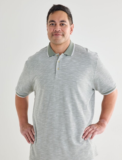 Chisel King Size Tipped Polo Shirt, Sage product photo