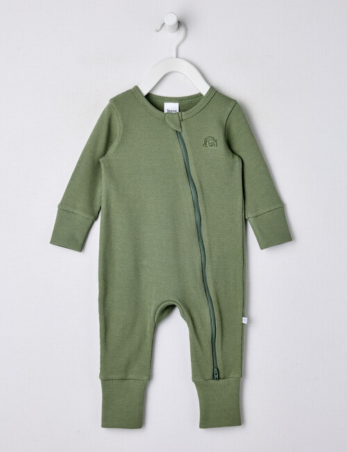Teeny Weeny Sleep Waffle Sleepsuit, Khaki product photo