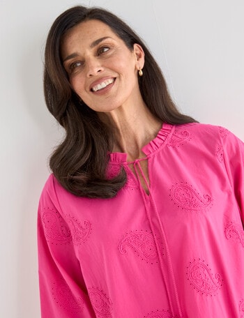Ella J Embroidered Cotton Top, Pink product photo