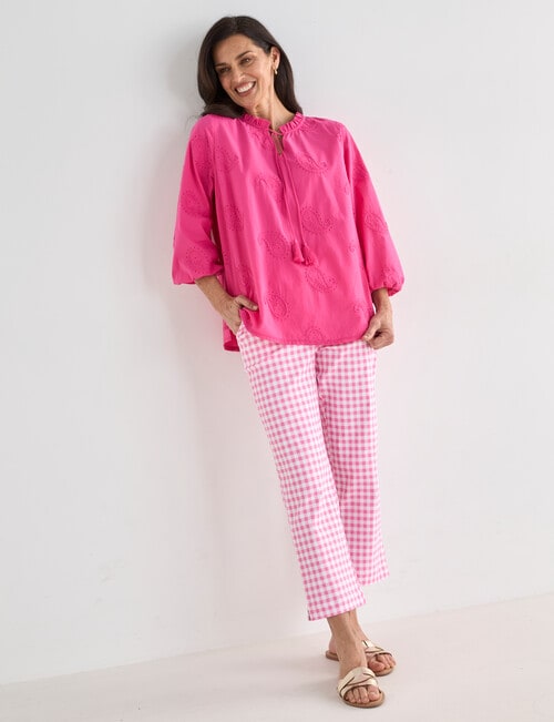 Ella J Embroidered Cotton Top, Pink product photo View 03 L