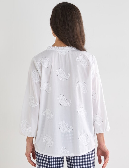 Ella J Embroidered Cotton Top, White product photo View 02 L