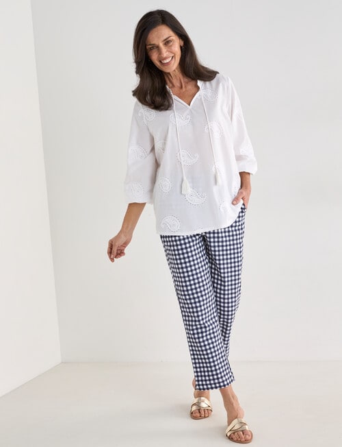 Ella J Embroidered Cotton Top, White product photo View 03 L