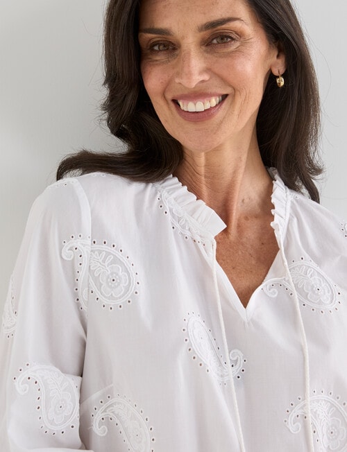 Ella J Embroidered Cotton Top, White product photo View 04 L