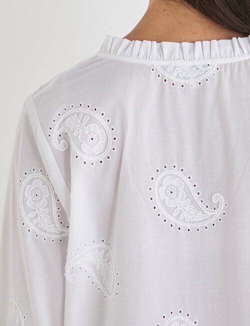 Ella J Embroidered Cotton Top, White product photo View 05 L