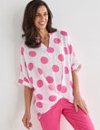 Ella J Spot Twist Front Top, Pink product photo